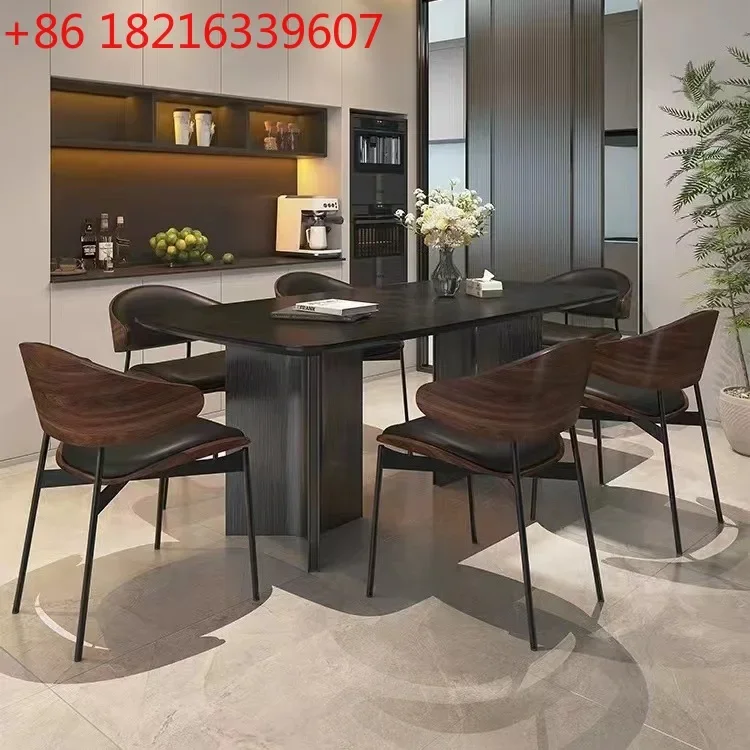 TAO Italian rock slab simple modern minimalist light luxury retro full support baseplate rectangular family dining table