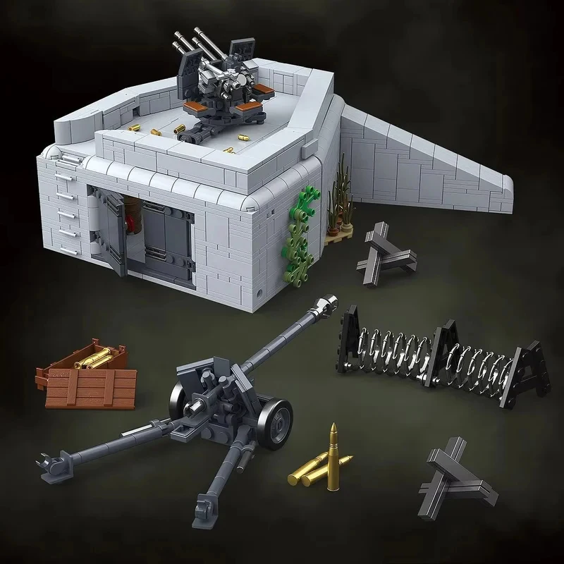 MOC 1232PCS 1:35 Atlantic Fortress Military Base Building Block Blockhouse Creative Model Puzzle Toy Birthday Gift