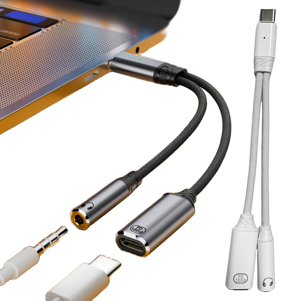 

Аудиоадаптер 2 в 1 USB C на 3,5 мм и зарядное устройство с кабелем PD 100 Вт для быстрой зарядки и быстрой зарядки для iPhone 16/15 Pro Max