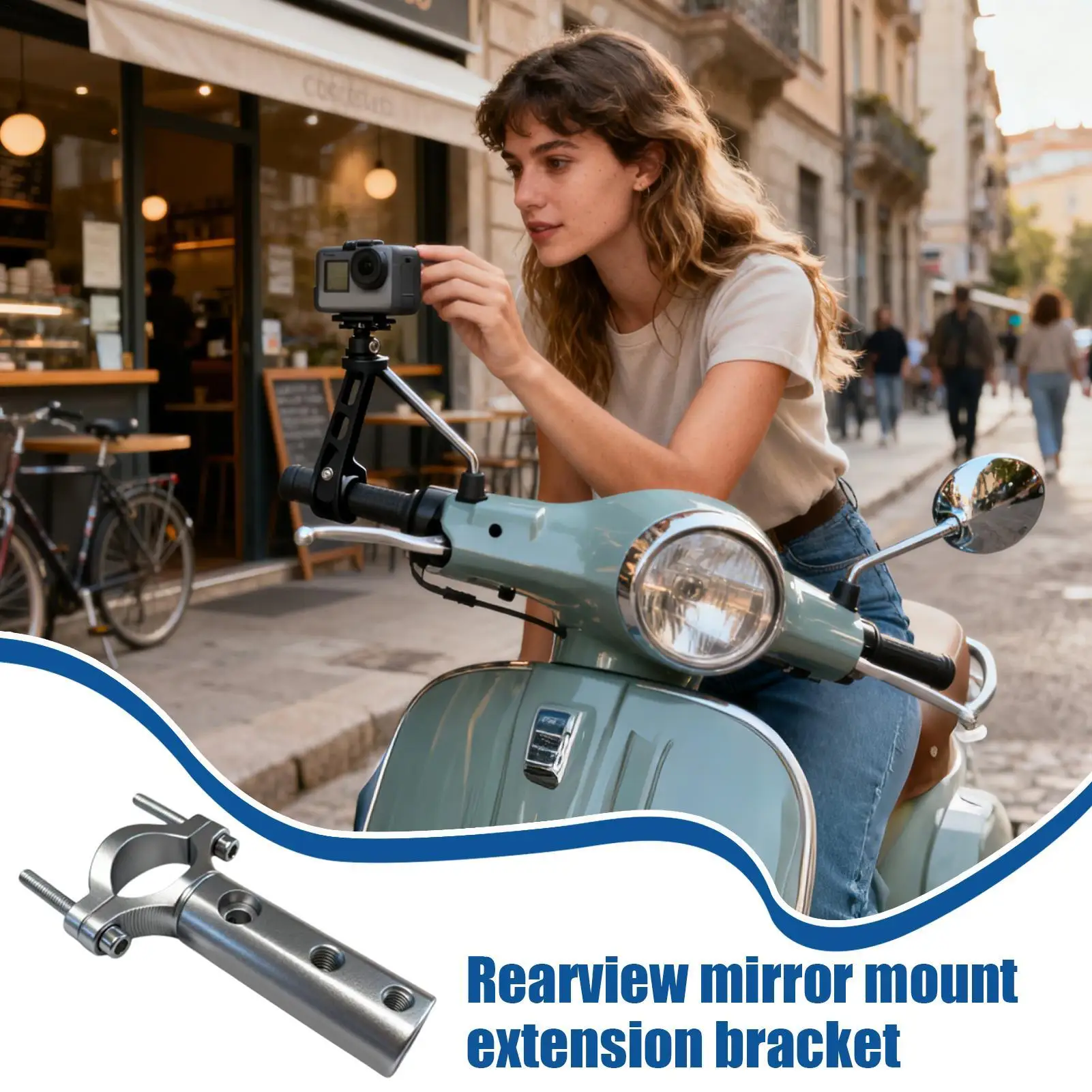 

Motorcycle Spotlight Bracket Aluminum Alloy Holder Rearview Mirror Extension Light Bracket For Scooter Riding Commuting Touring