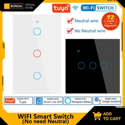 Smart Switch No Neutral RF433 EU/US/Brazil Standard Tuya Smart Life APP Works with Google Home Alexa Touch Sensor WiFi Switches