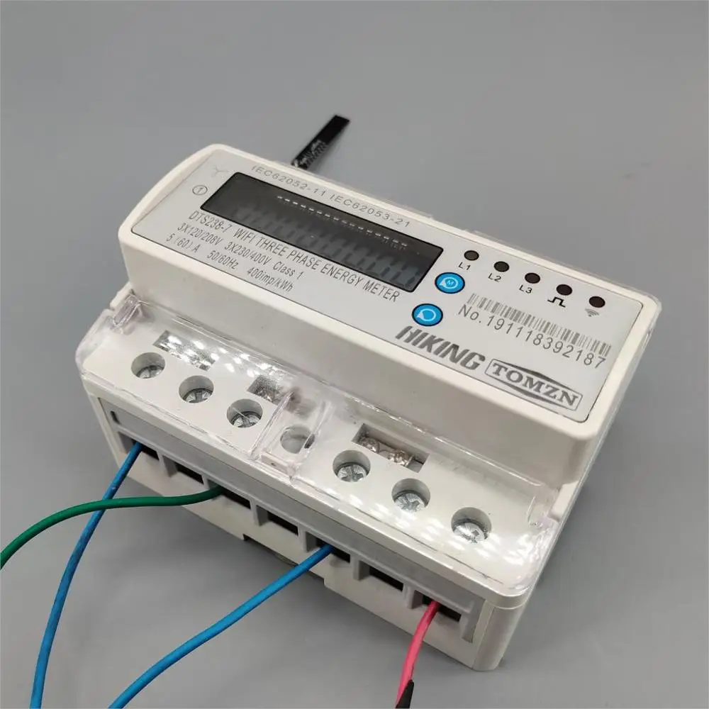 3 Phase 60A Remote Control Wifi Smart Din Rail Energy Meter Kwh With Over Under Voltage Current Protection RS485 view 5