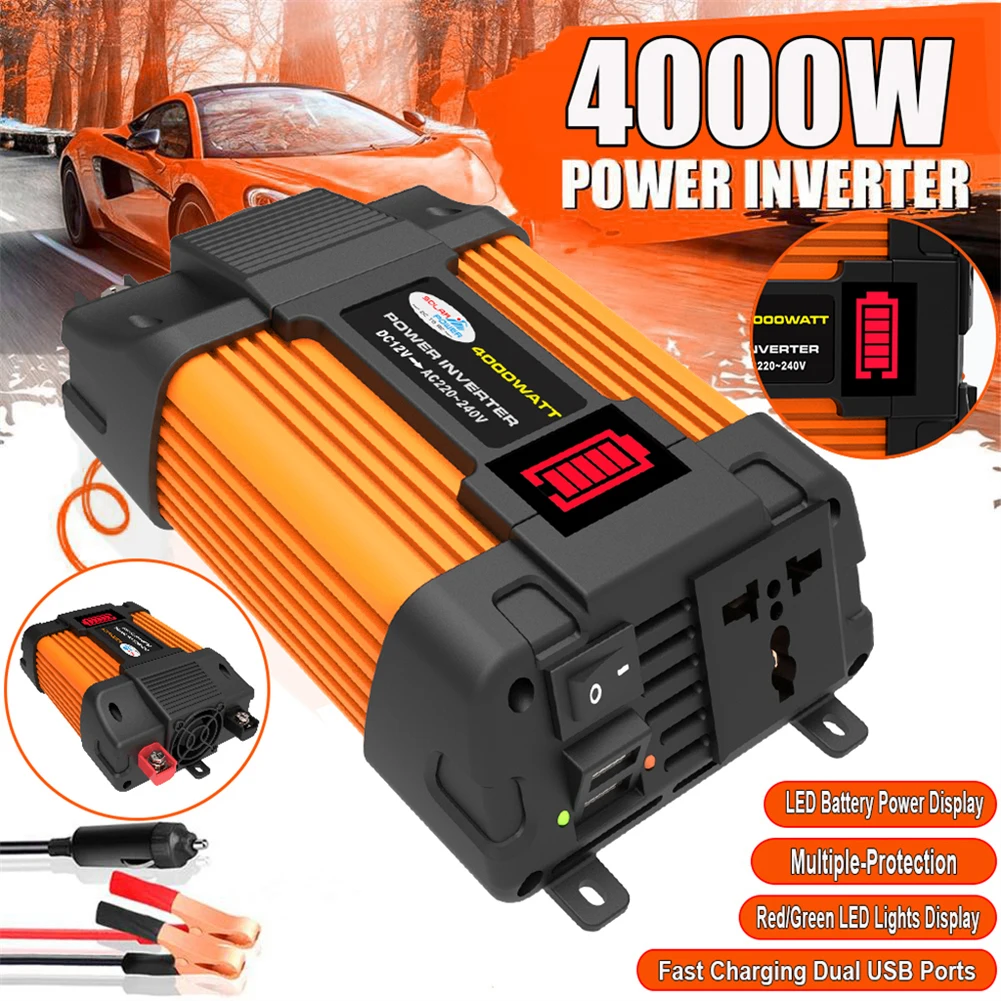 1/2PCS Car Inverter Converter With LED Battery Display Dual USB Intelligent Power Inverter For Car Household Electric Appliance