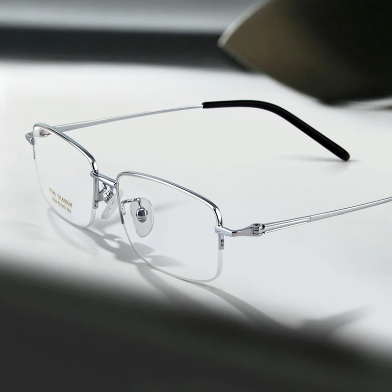 

2026 Men's Ultra-Light Titanium Semi-Rimless Glasses Frame Refined Business Eyewear Minimalist Comfortable Design Eyeglasses