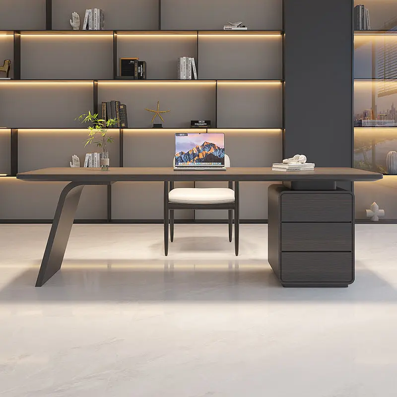 Large capacity office desk with storage office sedentary laptop desk wooden black simple mesas de escritorio workshop furniture