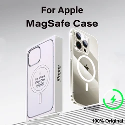 Apple Magsafe iPhone 15 14 13 12 11 Pro Max Plus 무선 충전 충격 방지 전화 케이스 용 오리지널 마그네틱 투명 보호 케이스