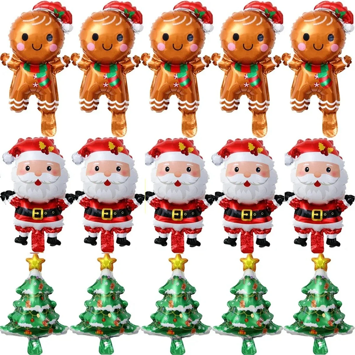 60PCS Christmas Balloons Aluminum Foil Small Balloon Toy Xmas Tree Gingerbread Man Santa Birthday Party Holiday Decorati