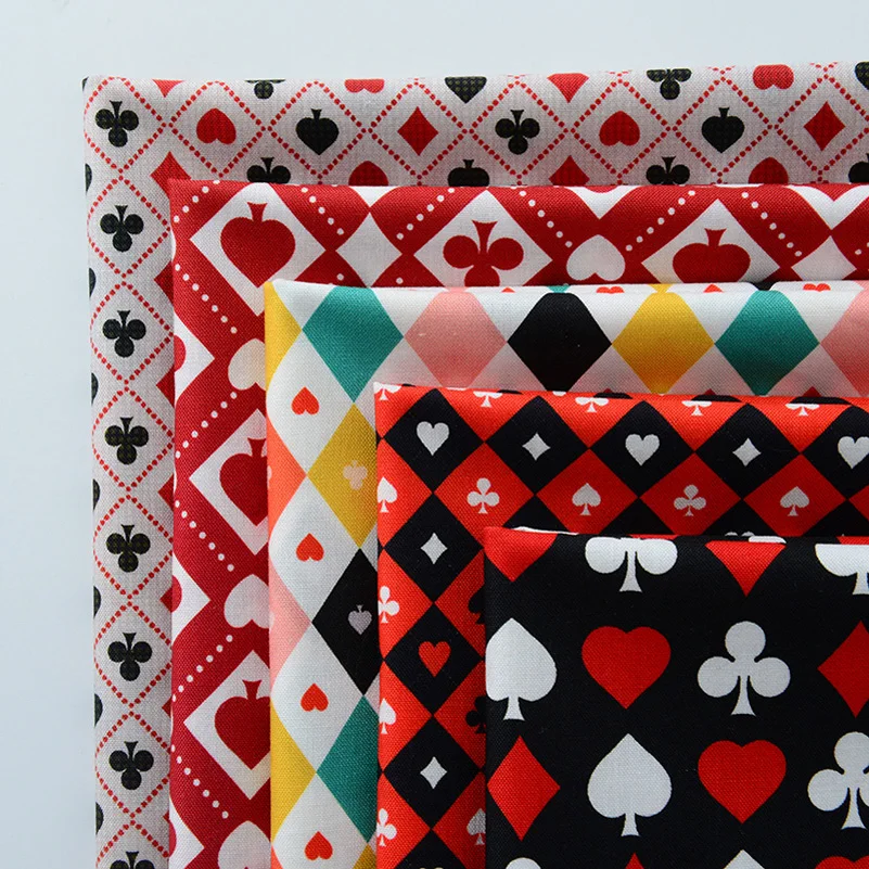 New listing Ins Poker Element Cotton Digital Printing Fabric For Sewing Handmade DIY Clothing Tablecloth Home Furniture Decor Te view 4