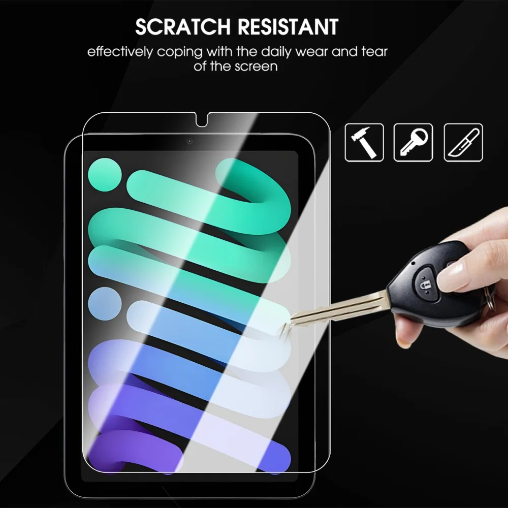 2/1 قطعة واقي شاشة من الزجاج المقسى سهل التركيب لجهاز IPad Mini 7 6 طبقة إزالة الغبار لجهاز IPad Mini7 Mini6 HD مضاد للبصمة