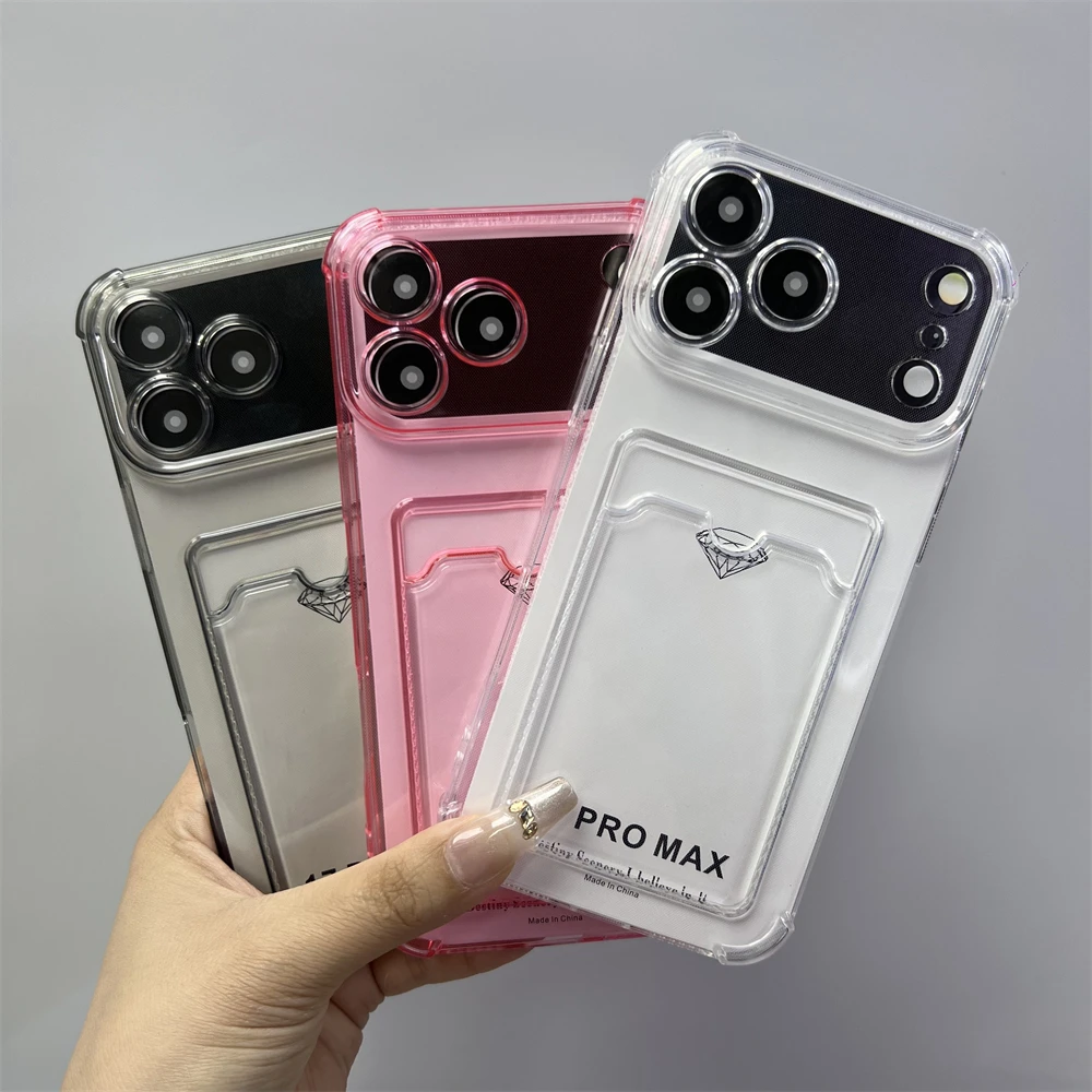 Transparent Card Slot Phone Case For Samsung Galaxy A42 A50 A30S A50S A51 A04 A06 A16 A26 A36 A56 A71 A73 Shockproof Soft Cover