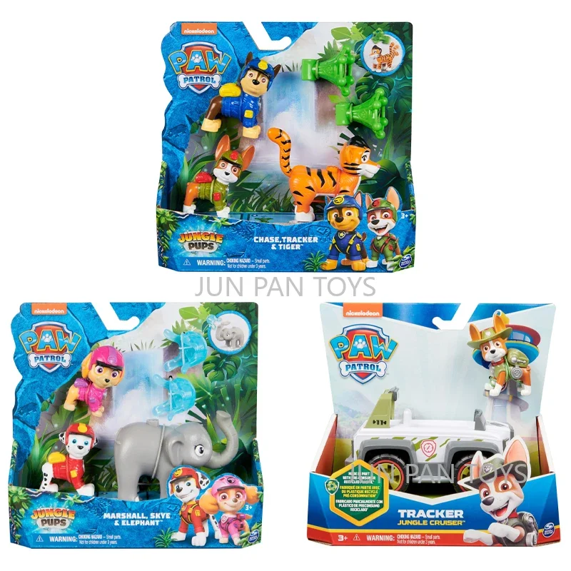 Paw Patrol Jungle Pups Marshall Skye Elephant Chase Tracker Tiger Jungle Cruiser Animal Figure with Throwing Function Kids Toys