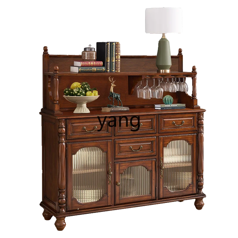 xyy side cabinet all solid wood dining cabinet simple double-layer high cabinet storage household