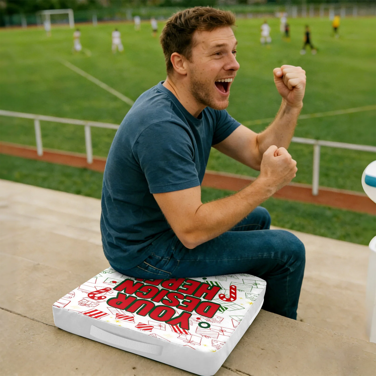 Custom Memory Foam Seat Cushion Personalized Photo Logo Text Chair Pad with Handle for Office Picnic Concert Festival