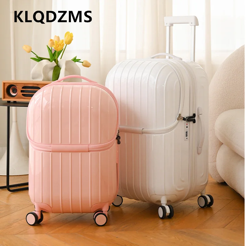 KLQDZMS Laptop Suitcase Front Opening Boarding Case USB Charging Trolley Case 20