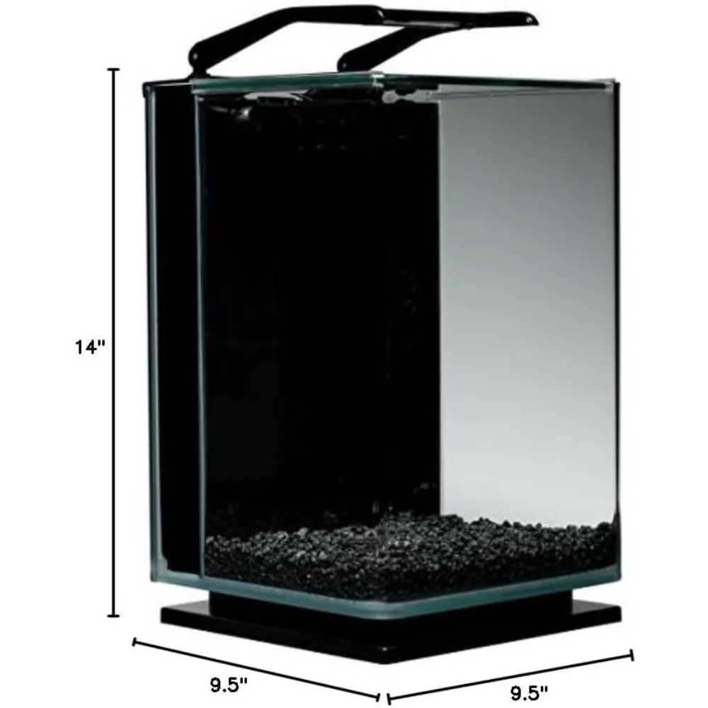 

Glass LED Aquarium Kit, 5 Gallons, Hidden Filtration,Black