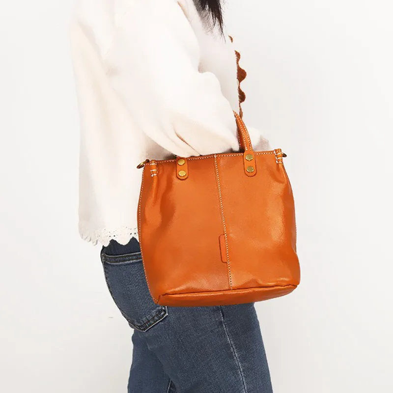 Women Hand Bags Luxury Designers 2024 Casual Commuter Tote Female Genuine Leather Lady Shoulder Bag Solid Color Shopper Handbag