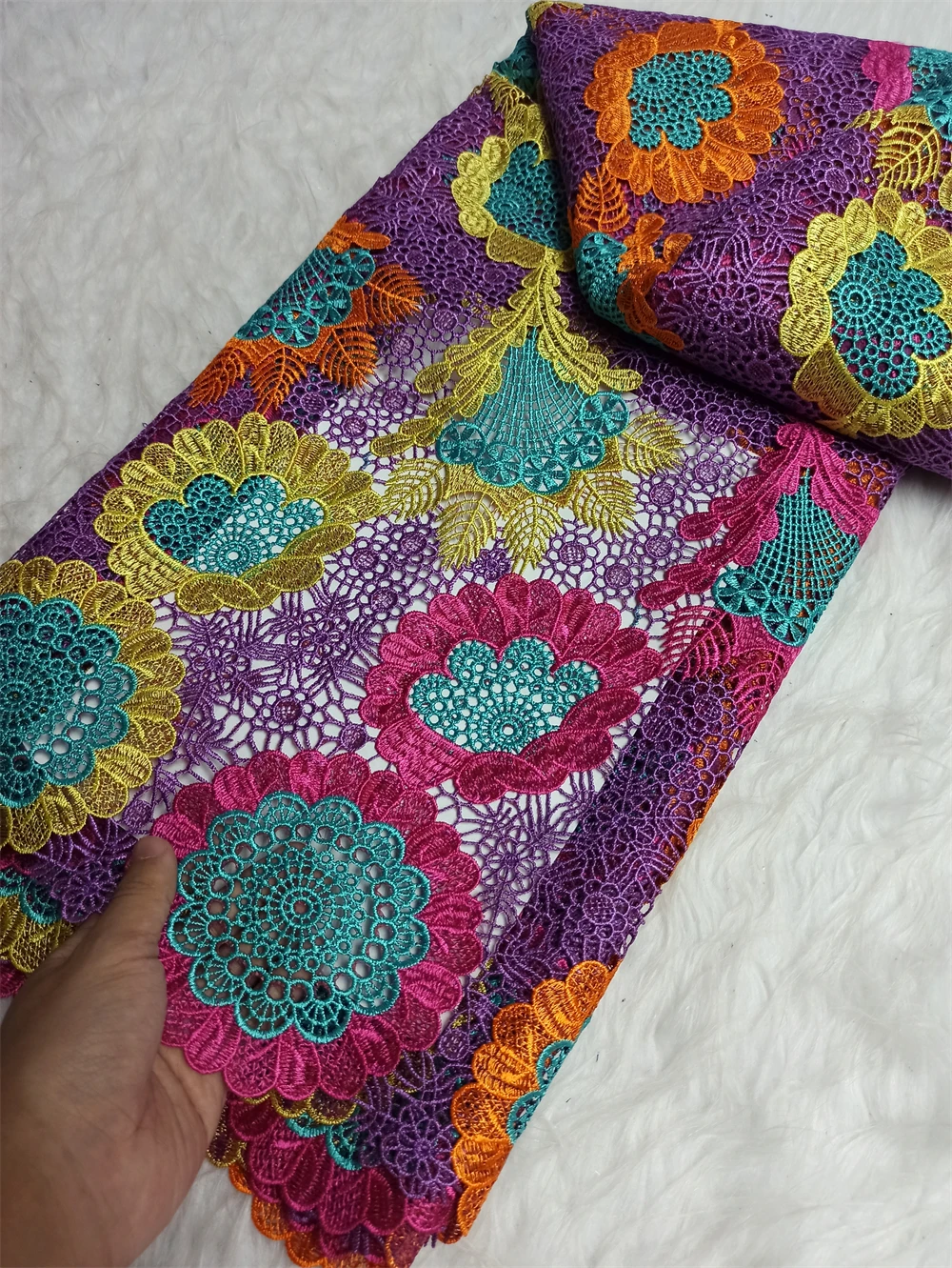 

French Lace Fabric Guipure Embroidery 2025 African Lace High Quality Cord Lace For Women Party Dress 5 Yards