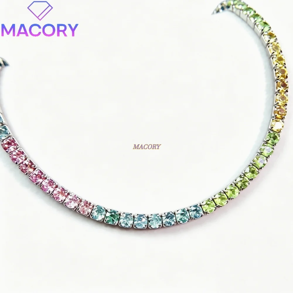 Natural tourmaline bracelet S925 sterling silver pure and simple with clear and natural colors sweet and dreamy style