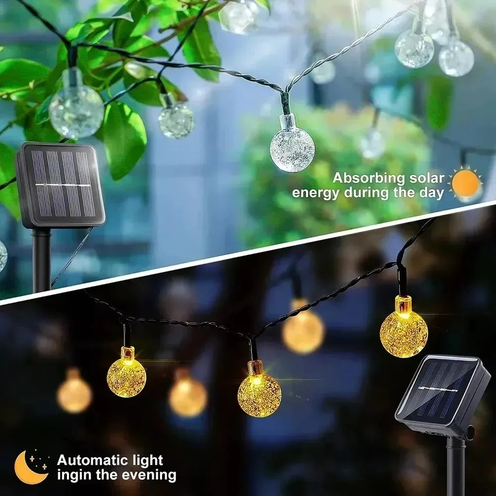 Solar Powered Outdoor Fairy String Lights Waterproof Lamp for Christmas Tree Wedding Garden Backyard Holiday Gathering Decor