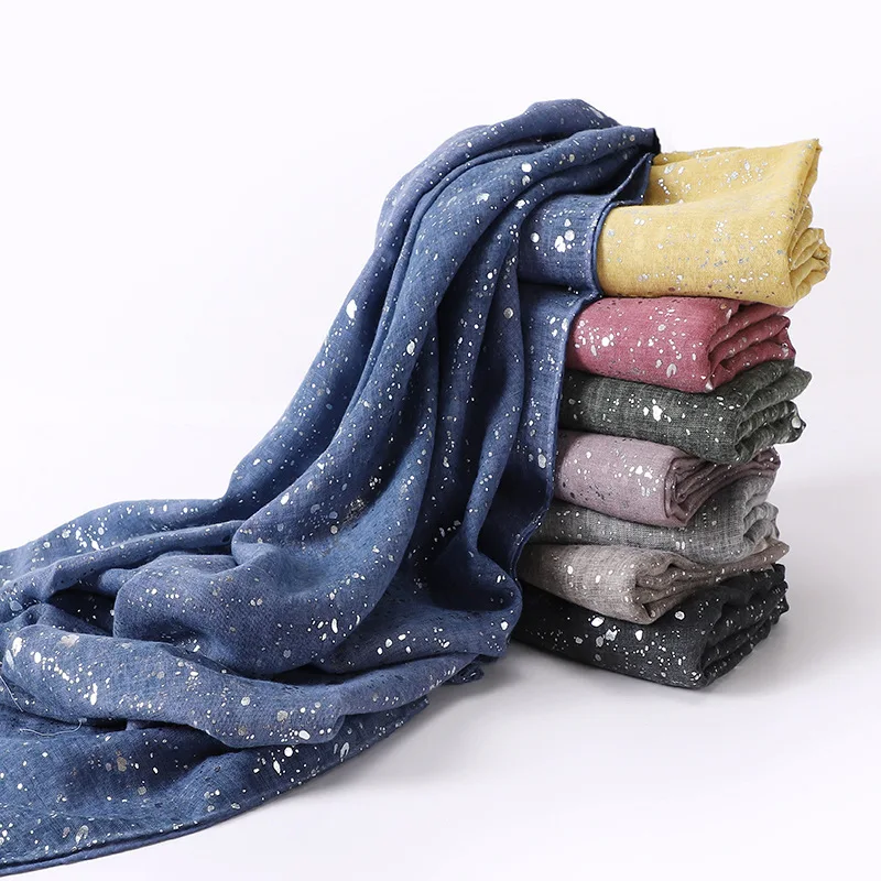 90*175CM Europe and the United States new bronzing cotton and linen scarf Muslim ladies Baotou scarf