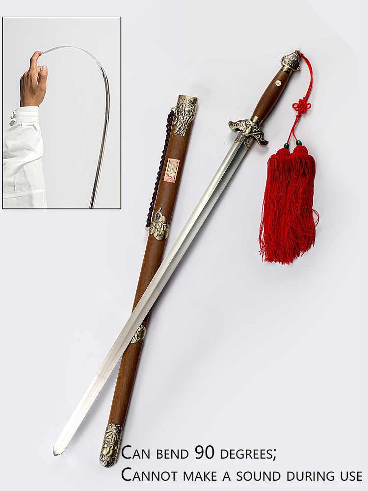 Longquan-Tai Chi Swords, Made of Stainless Steel, Suitable for Men and Women's Martial Arts with Soft Swords