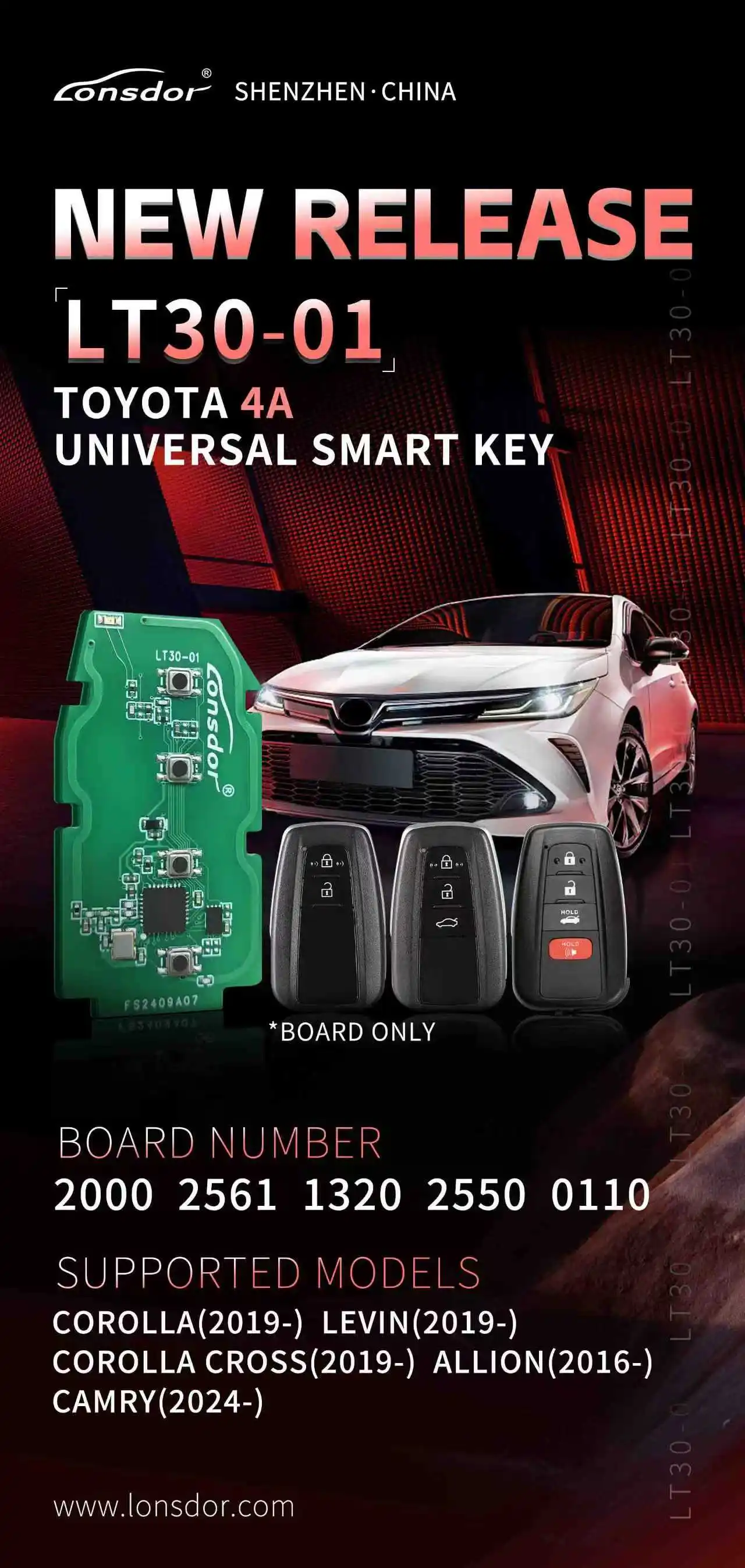 Lonsdor LT30-01 für Toyota Corolla Cross Levin Allon Camry Board: 2000/2661/1320/2550/0110 Autoschlüssel Smart-Fernbedienung 4A-Chip – Detail 2
