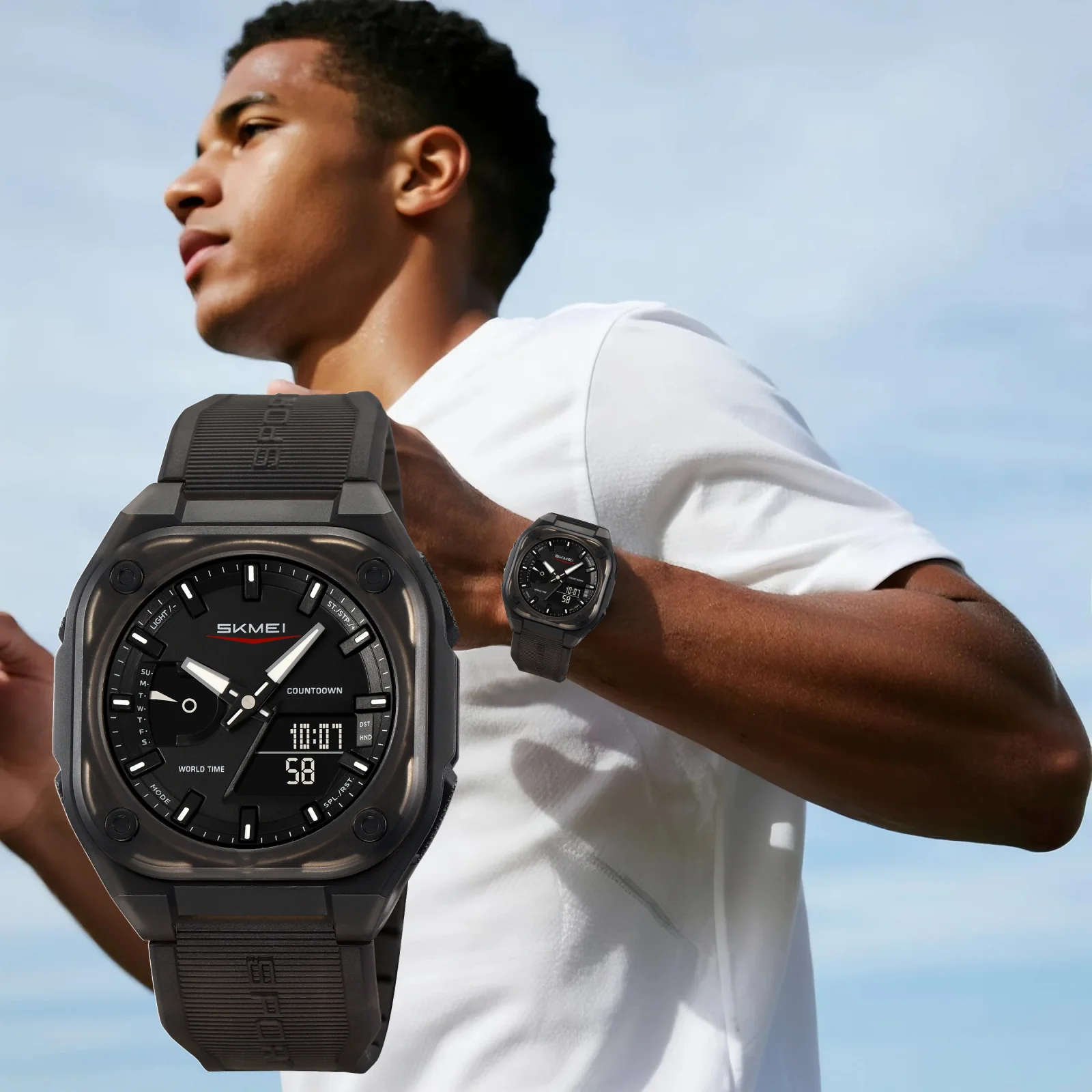 SKMEI Creative Chrono Waterproof Wristwatch Outdoor Military Double Display Digital Electronic Watch Fashion Watch For Men Women