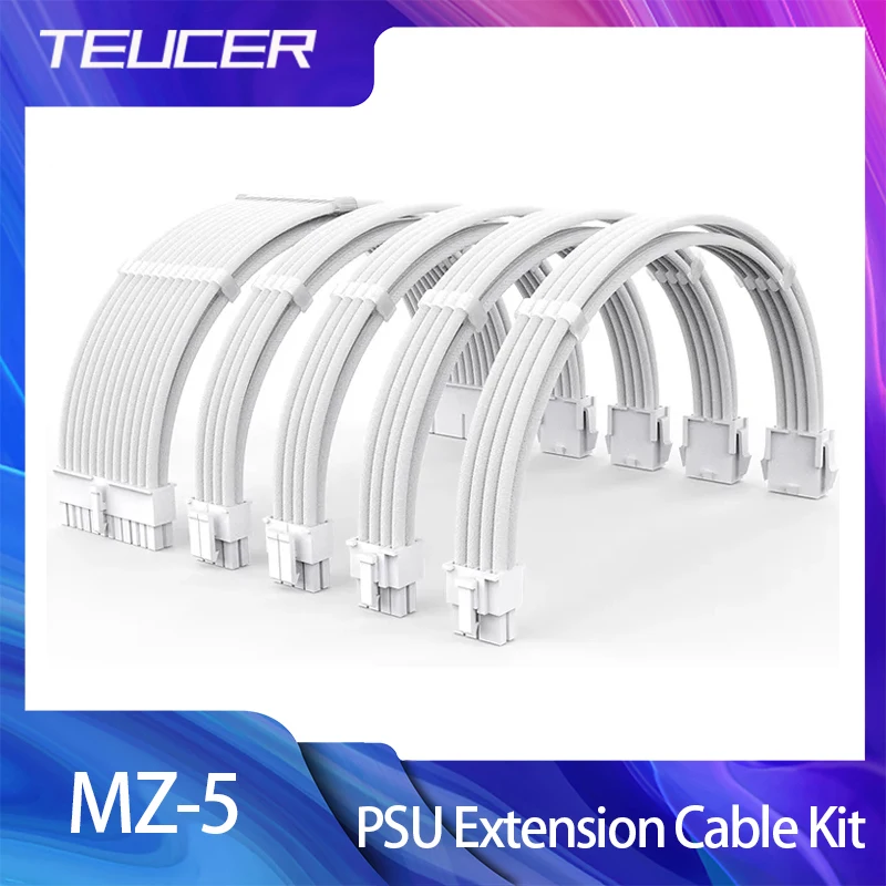 

TEUCER 35CM CPU PSU Extension Cable Kit 3 in 1 24Pin ATX GPU 6+2Pin PCI-E 4+4Pin EPS Extension Cable Power Cord With Comb