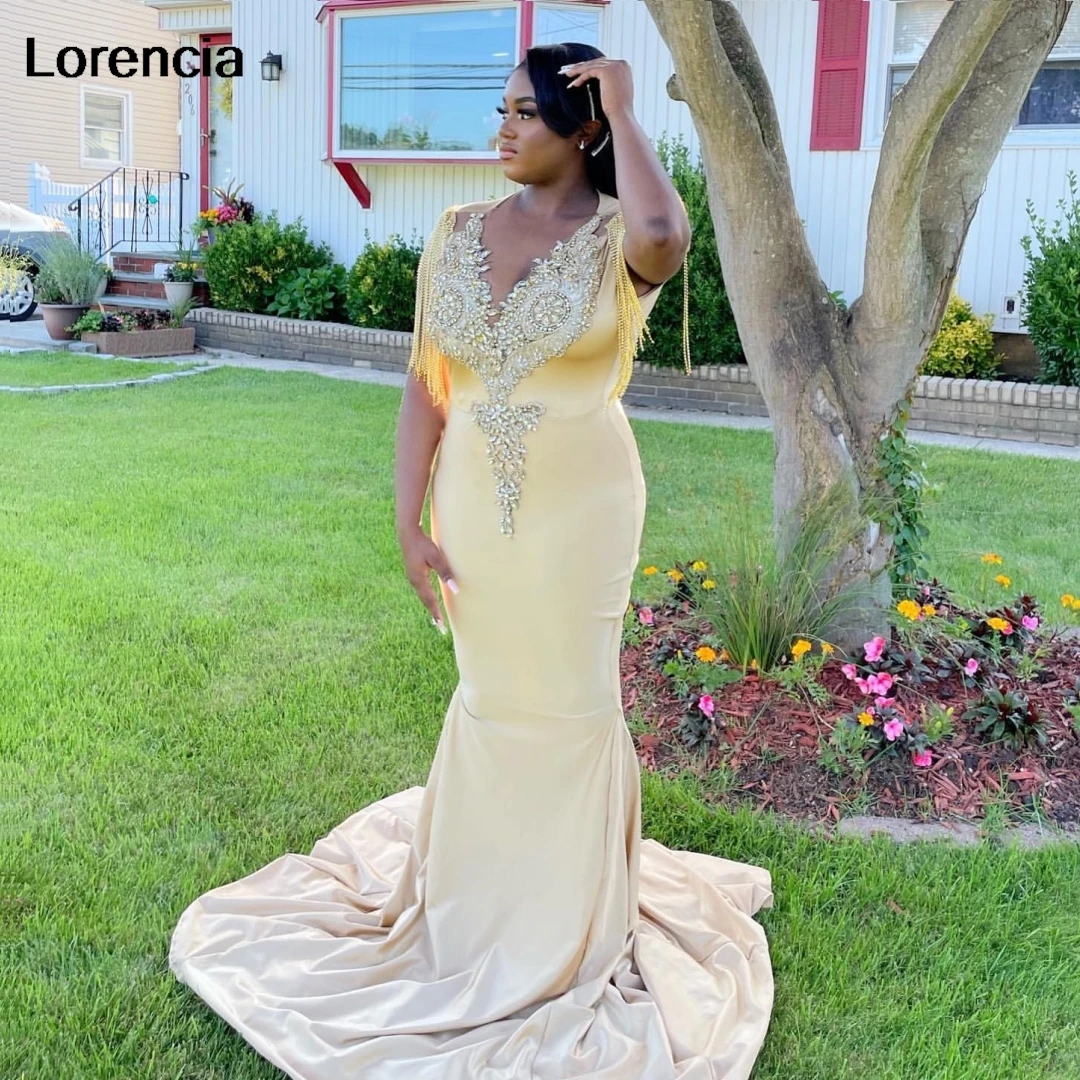 Vestido De fiesta De sirena con borlas personalizado para niñas negras, vestido Formal De fiesta De Gala con cuentas De cristal plateado, Vestidos De fiesta YPD122