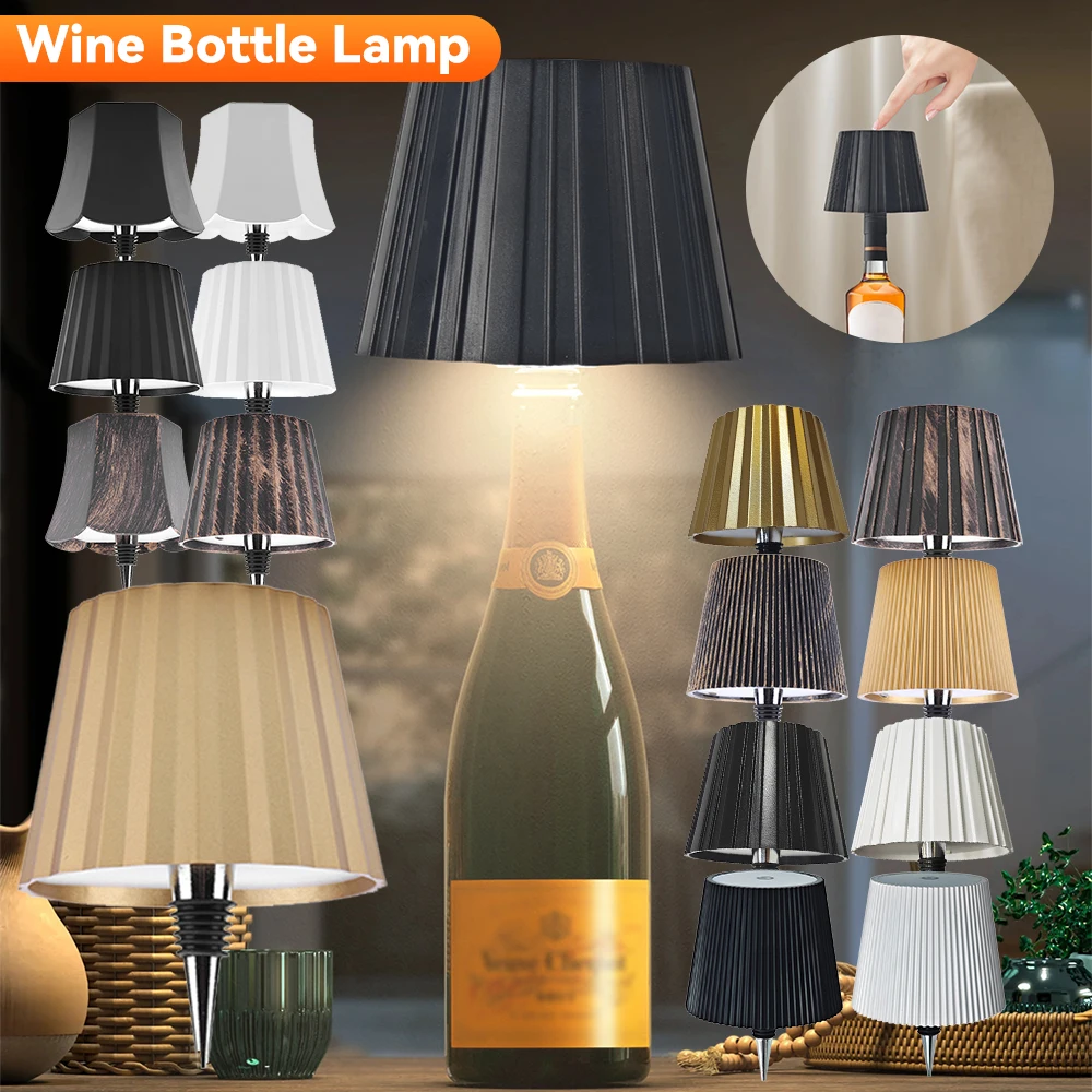 Wine Bottle LED Wireless Table Lamp 3-color Infinitely Dimmable USB Rechargeable Dining Table Lights Beverage Lamp Top touch