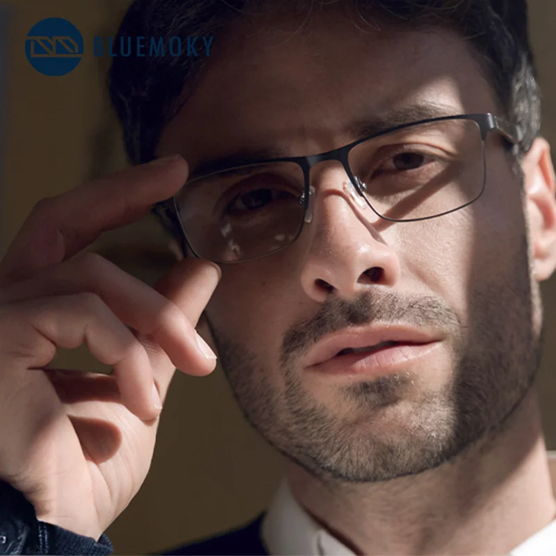 

BLUEMOKY Man Optical Glasses with Blue Light Blocking Men Square Mental Frame for Clear Vision Optical Eyewear