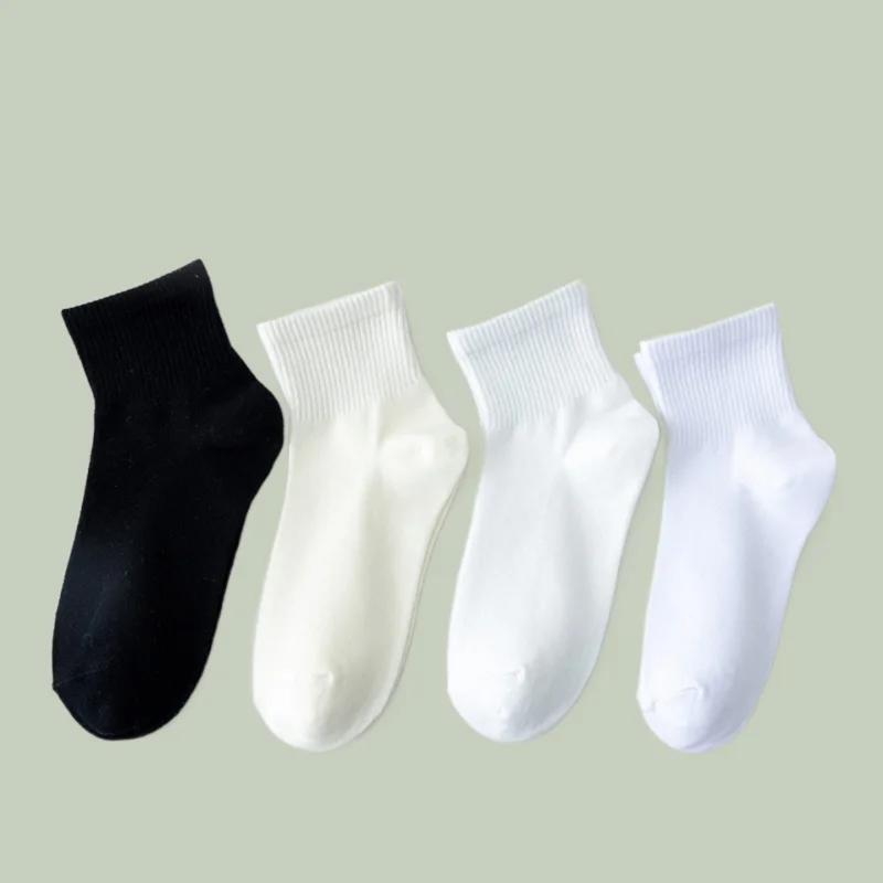 

2/5 Pairs 2024 New Summer Sweat-absorbing Women's Spring And Summer Low-top Mid-tube Socks White Women's Mid-short Tube Socks