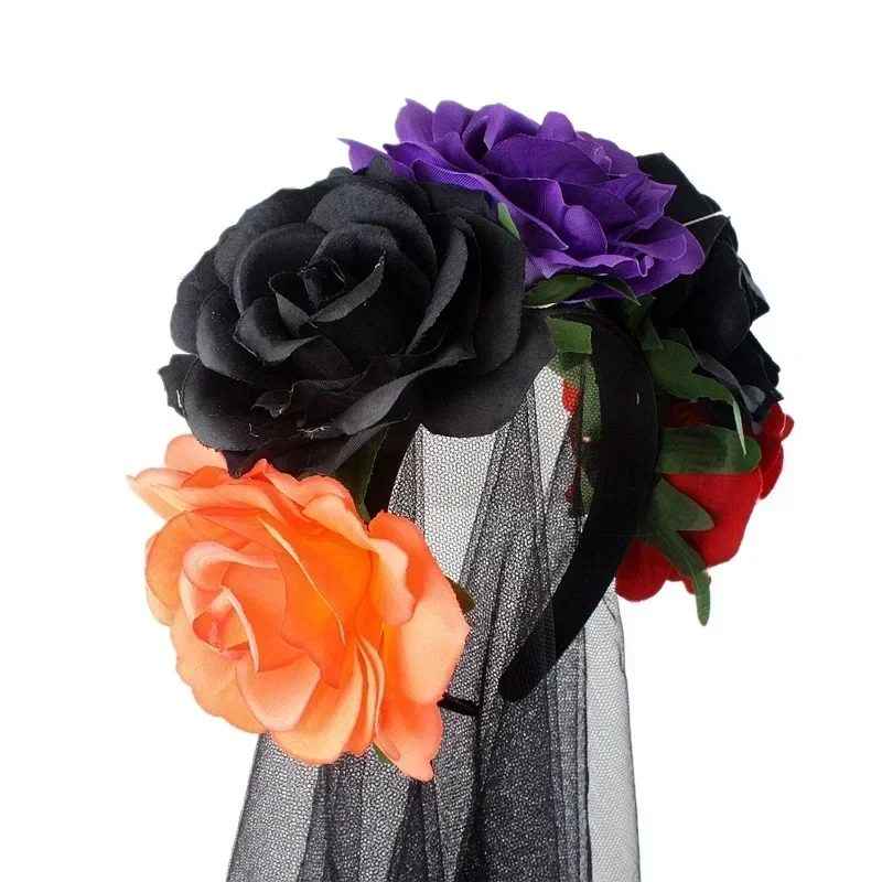 1pc Cosplay Halloween Hoofdband Dames Meisjes Dag van de Doden Kostuums Rekwisieten Bloemen Hoofdtooi Bloemen Haarband Carnaval Party