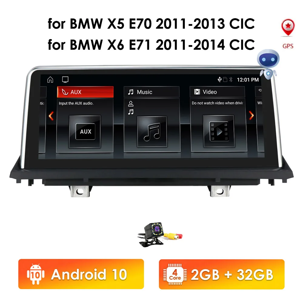 Android 10.0 Car Multimedia Player for BMW X5 E70 (2011-2013) X6 E71 (2011-2014) CIC System Unit PC Navigation Autoradio IPS 4G