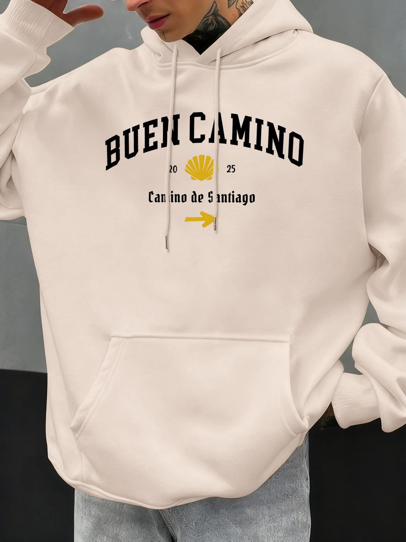 Buen Camino Camino De Santiago diseño otoño hombres sudaderas con capucha polar con capucha de gran tamaño suave Tops ropa Casual moda ropa de calle
