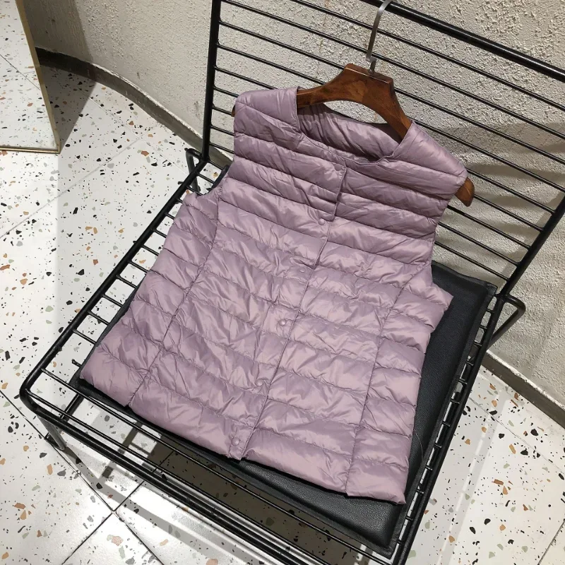 2025 Nieuwe Vrouwen Mouwloze Puffer Jas Lente Winter Vrouwelijke 90% Witte Eendendons Ultra Lichtgewicht Packable Warm Down Liner Vest