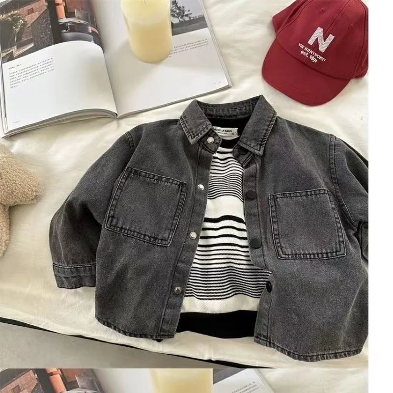 NewFashion Baby Girl Boy Jean Shirt Jacket Infant Toddler Kid Denim Blouses Long Sleeve Spring Autumn Outfit Baby Clothes 1-10Y