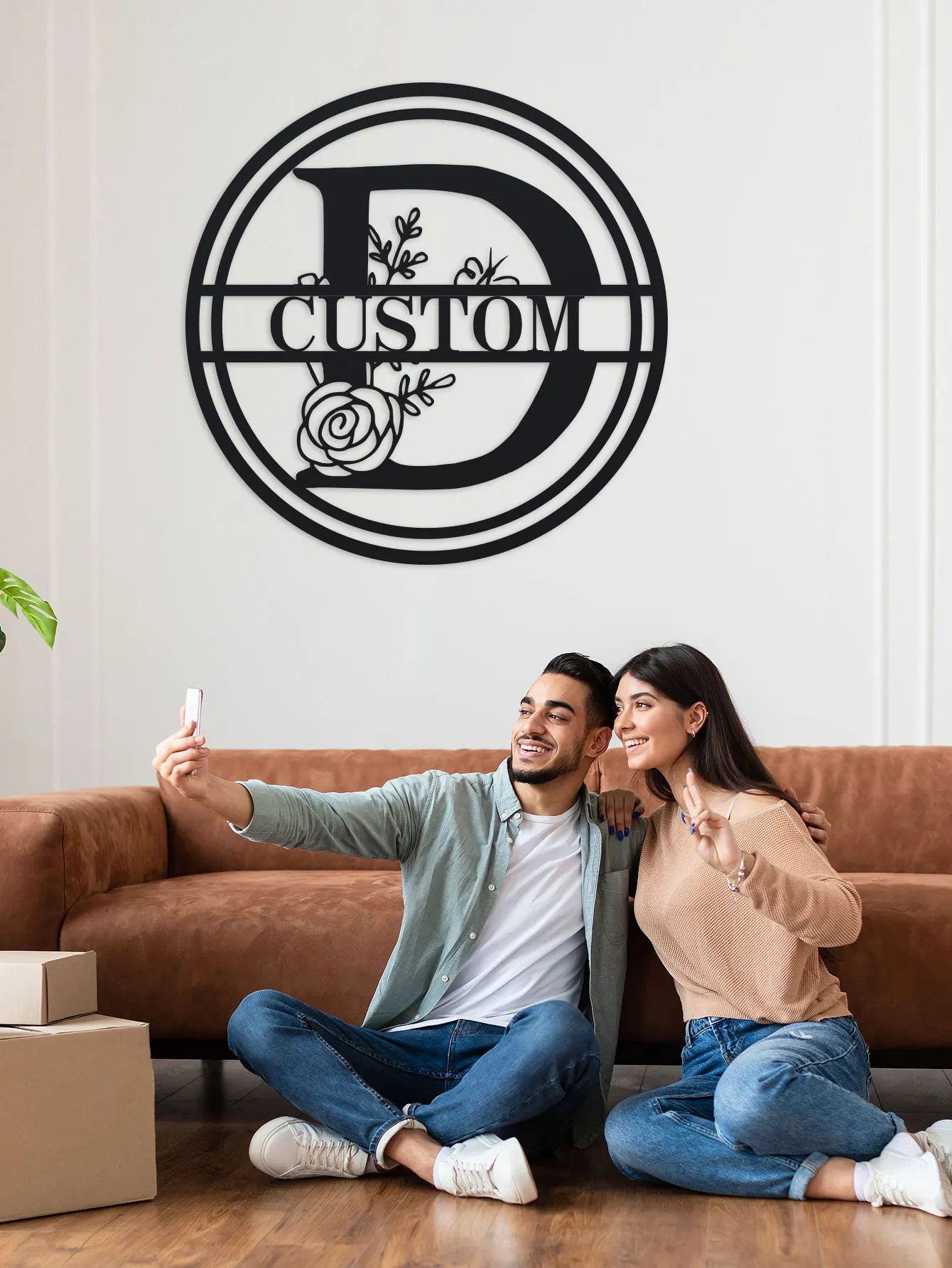 علامة معدنية اسم مخصص الرسالة الأولية حرف واحد فقط شخصية شريط معدني تسجيل الحديثة الصلب جدار معدني النحت قطع علامة ل Di #6