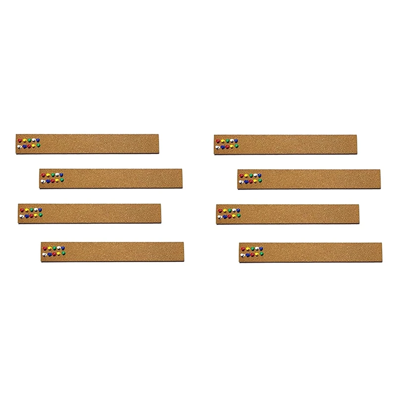 8 Pcs Cork Board Strips With 70 Pcs Push Pins 15X2 Inch - 1/2 Inch Thick Cork Bulletin Bar Strips For Office, School