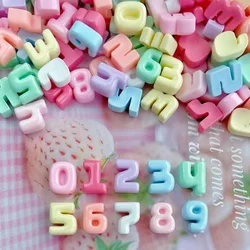 30pcs New Resin Cute Bright Candy Color Number Flat Back Figurines DIY Wedding Scrapbook Manicure Accessories