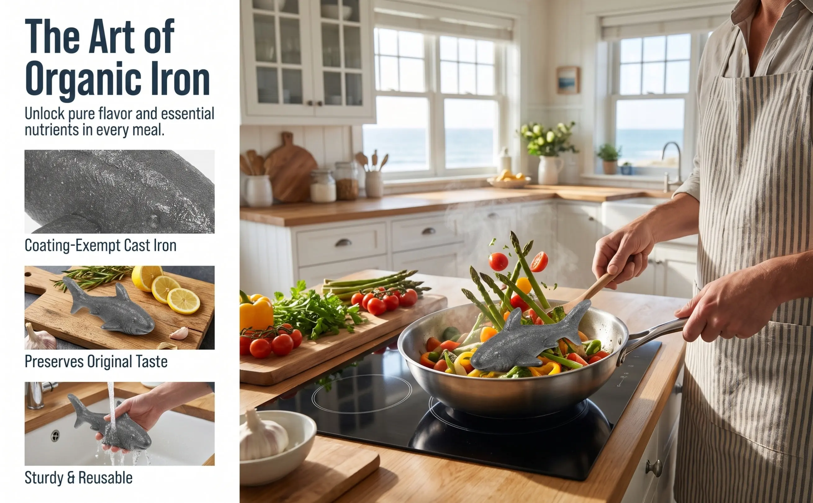 4Pcs Cast Iron Cooking Tool Natural Iron Fish Supplement for Vegan Nutrition Athlete Deficiency Pregnancy Kitchen