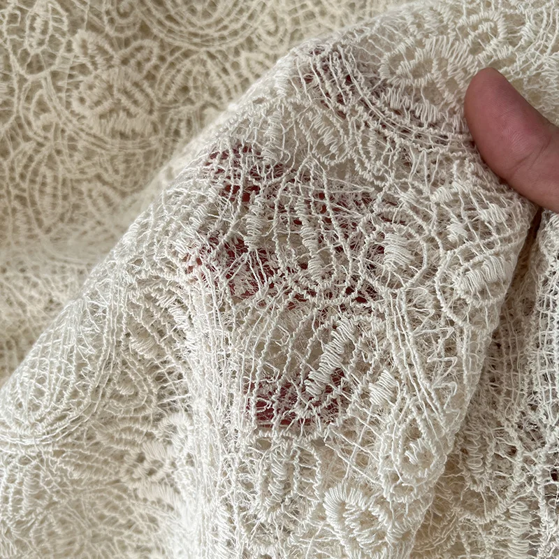 

Floral Crochet Embroidered Lace Fabric Dress Wedding Gown Handmade Diy Sewing Material