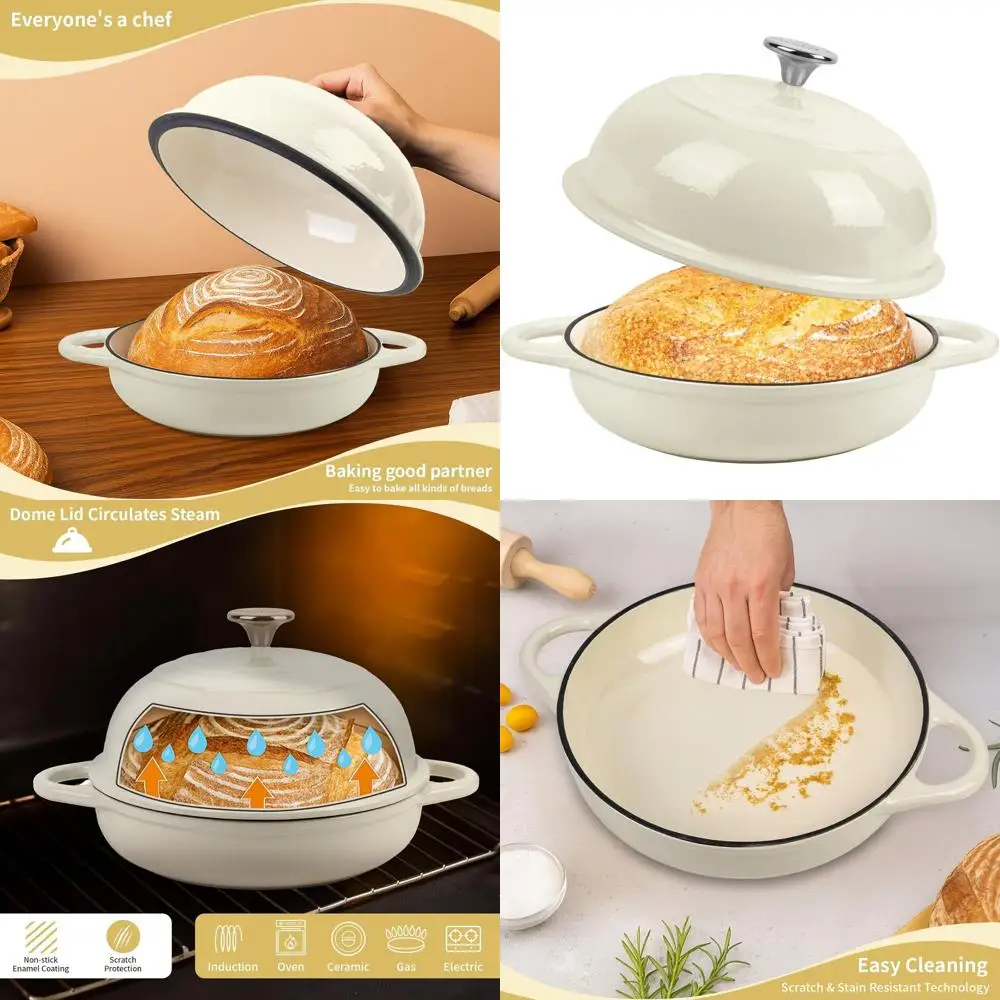 

Эмалированная чугунная голландская печь для хлеба, 5,4 кварты, белая, 25 см, безопасная в духовке для выпечки на ударе до 500 шт. ° Ф