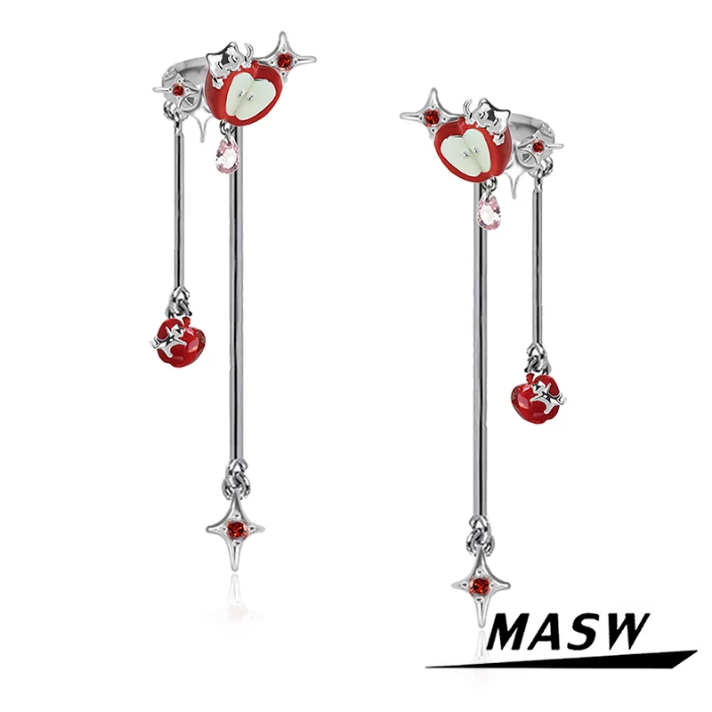 

MASW Original Design Luxury Temperament Red Apple Clip Earrings For Women 2025 Trend New Fashion Jewelry Accessories