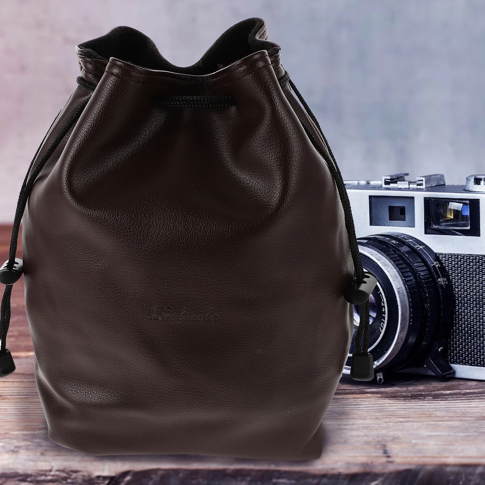 

Camera Bag Storage Case Protective Handbag Large Size Brown Scratch Resistant Portable Camera Lens Accessories Travel Durable