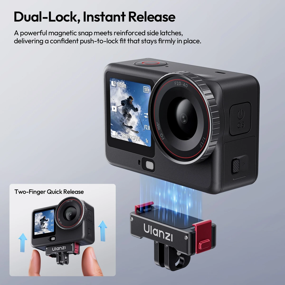 Ulanzi OA24 Metal Magnetic Quick Release Adapter for DJI Action 6/Nano with Universal Dual-Claw & 1/4