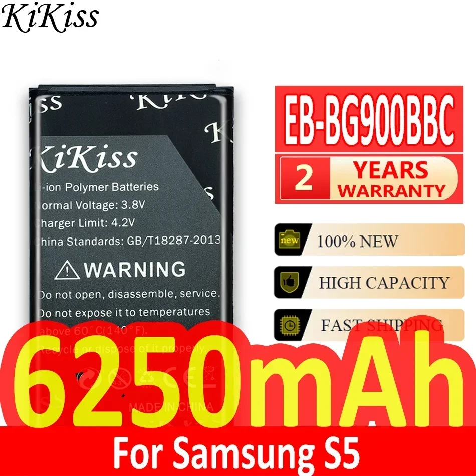 EB-BG900BBC KiKiss Portable Battery 6250mAh For Samsung Galaxy S5 G900 G900S G900I G900F G900H i9600 G870 G870A EB BG900BBC