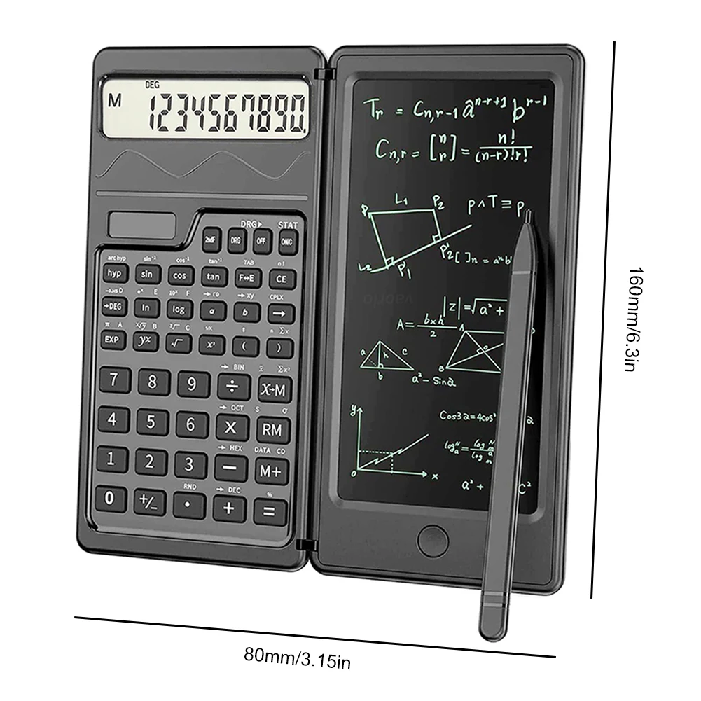 آلة حاسبة علمية بالطاقة الشمسية مع جهاز لوحي للكتابة ، شاشة LCD 10 أرقام ، هندسة مهنية ، آلة حاسبة مالية للطلاب
