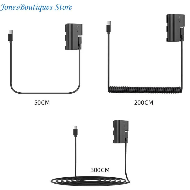 Replacement Type C Power Connectors Cable for LPE6 Dummy Battery for R 90D 80D 70D 60Da Mark 6D Mark W8KE