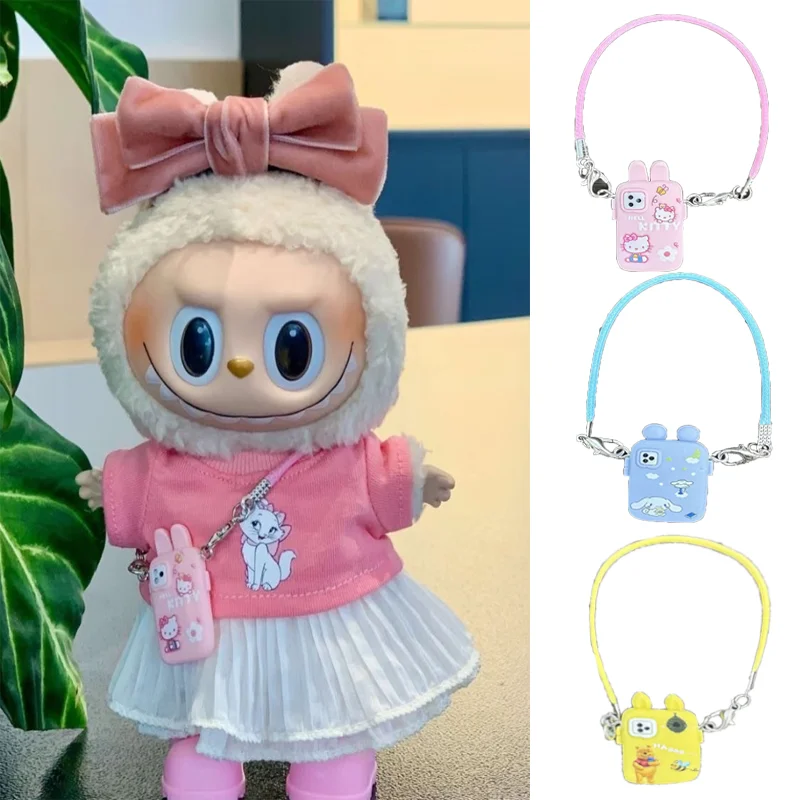 

labubu accessories MINISO Cartoon Mini Mobile Phone Hello Kitty, Winnie the Pooh Pendant Model Neck Accessory (No doll)